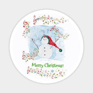 Merry Christmas Musical Happy Snowman Winter and Christmas Magnet